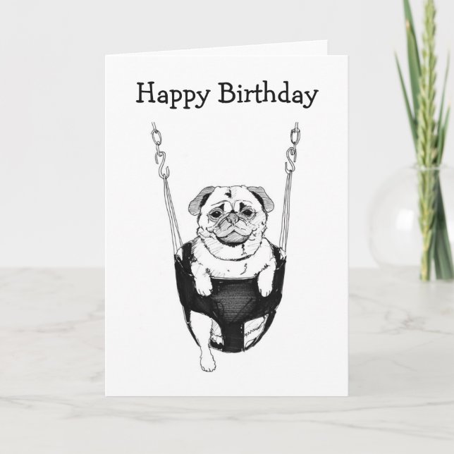 Carte Carlin d'anniversaire simple et heureux dans la ca (Devant)