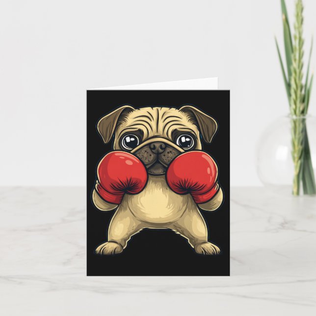 Carte Carlin De Chien Habillé Comme Un Boxer Drôle Boxe (Devant)