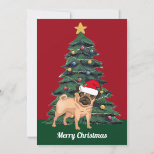 Carte Carlin de Noël mignon à Santa Hat Custom Red