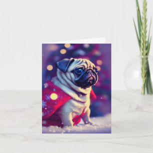 Carte Carlin d'hiver Puppy Grey Card