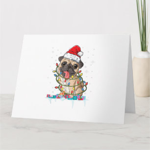 Carte Carlin Noël Arbre Lumières Père Noël Chien Xmas Ca