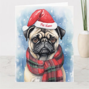 Carte Carlin Noël Personnalisé Père Noël Paws Festive