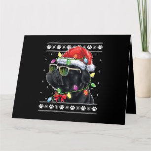 Carte Carlin noir Arbre de Noël Chien Maman Papa Chandai