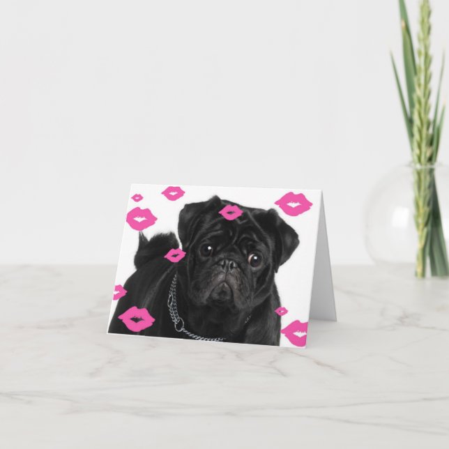 Carte Carlins roses et baisers (Devant)