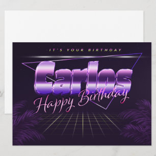 Carte Carlos Name Prénom lila retro