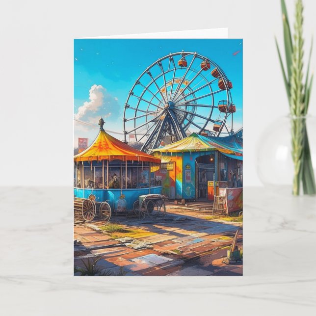 Carte Carnaval abandonné Grande Roue vide et Carnival (Devant)