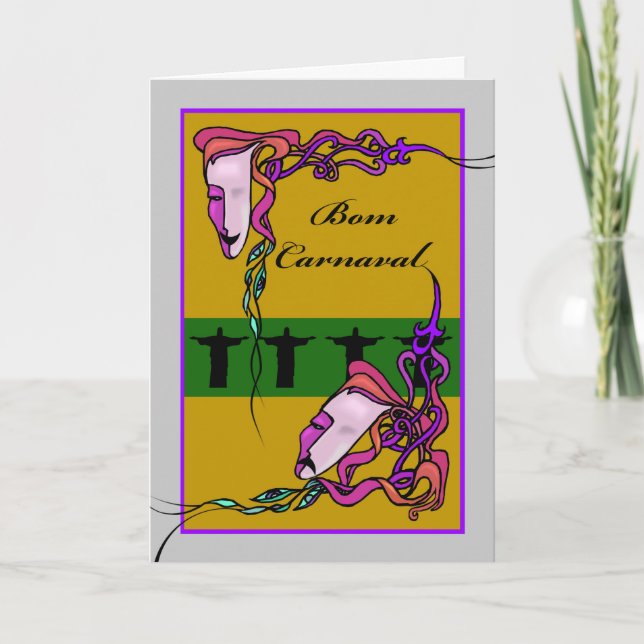 Carte Carnaval de Bom, Carnaval heureux en portugais, Ma (Devant)