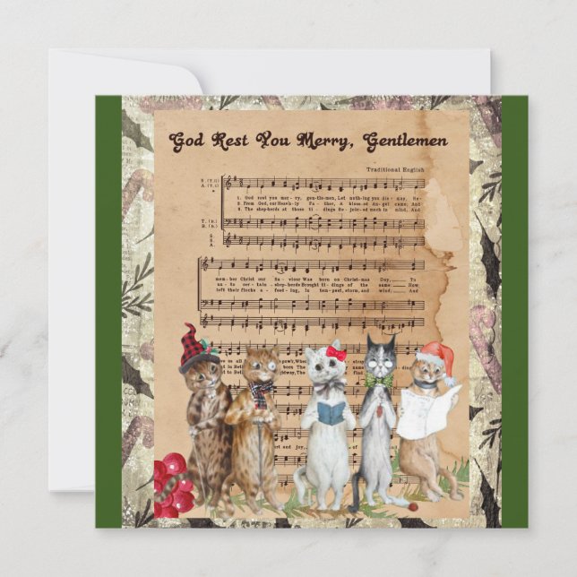 Carte Caroleurs de chats de Noël (Devant)