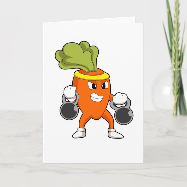 Carte Carotte à la forme physique avec haltères (Devant)