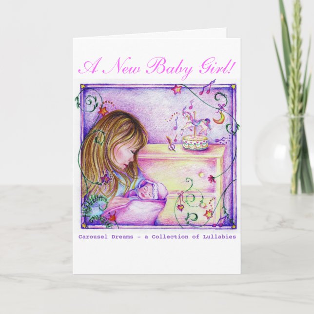 Carte Carousel Dreams New Baby Girl Greeting Card (Devant)