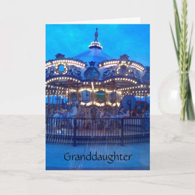 CARTE "CAROUSEL VINTAGE" JEUX ANNIVERSAIRE GRAND-FILLE (Devant)