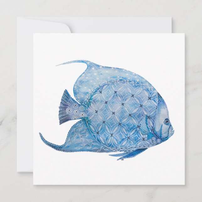 Carte Carré Batik Bleu et Blanc (Devant)