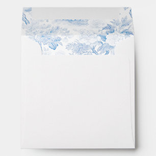 Carte carré mariage en porcelaine bleue Enveloppe