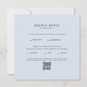 Carte Carré moderne Dusty Blue Mariage QR Code RSVP