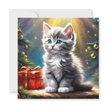 Carte Carré Noël Kitten