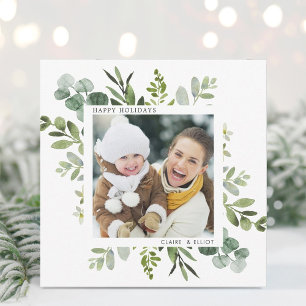 Carte Carré photo Green Wreath Custom Text
