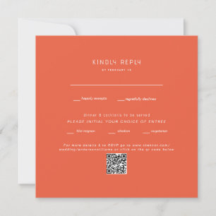 Carte Carré Tangerine Mariage QR Code RSVP
