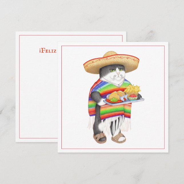 Carte Carré WENDELITO Cinco de Mayo 5,25 pouces (Devant / Derrière)