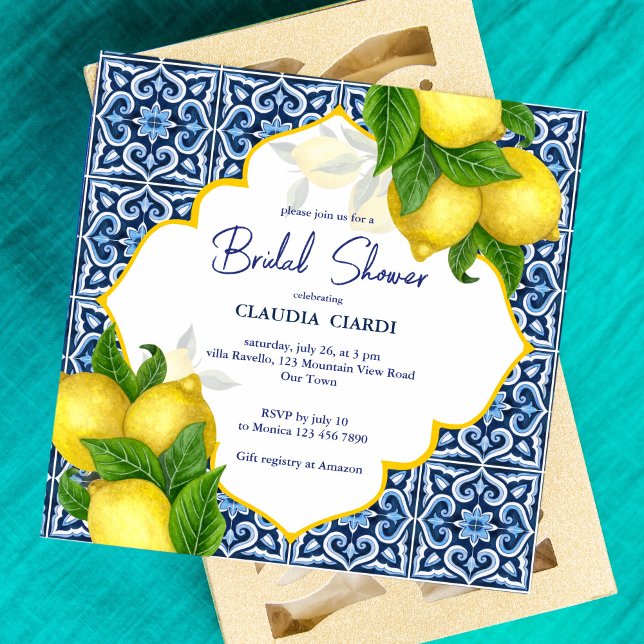 Carte Carreaux bleus citron Amalfi Positano douche nupti (Créateur téléchargé)