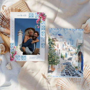 Carte Carreaux d'aquarelle Photo de mariage en Grèce