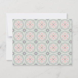 Carte Carreaux Floraux Pastel Vert