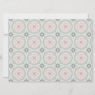 Carte Carreaux Floraux Pastel Verts