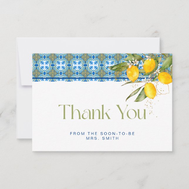 Carte Carreaux méditerranéens Fête des mariées Merci (Devant)