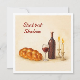 Carte carrée personnalisée Shabbat Shalom avec nom