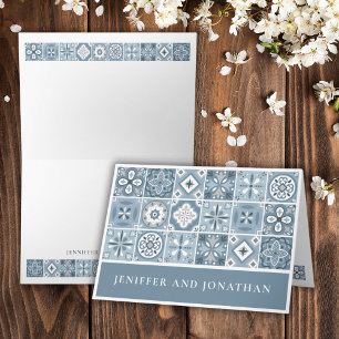 CARTE CARRELATS ESPAGNOLS BLEUS ET GRIS MERCI