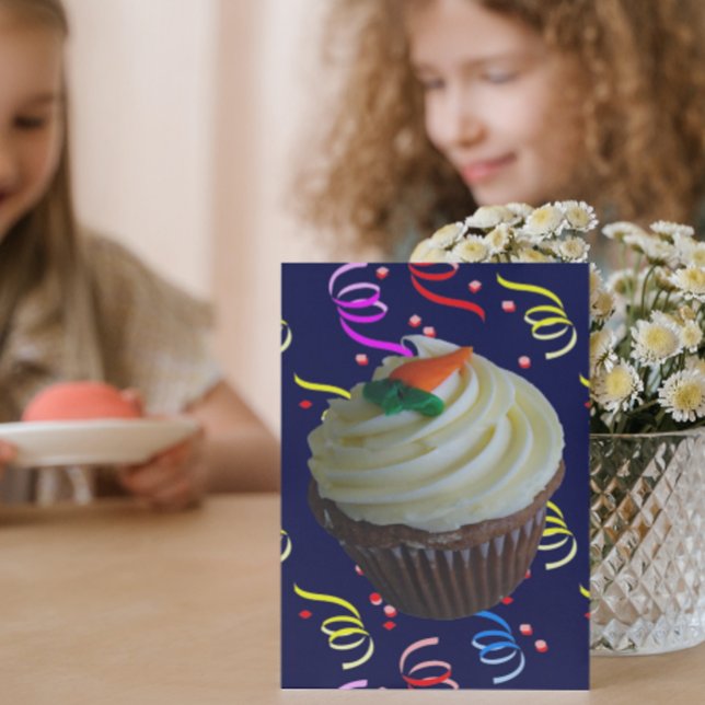 Carte Carrot Cake Cupcake Confetti Anniversaire personna (Créateur téléchargé)