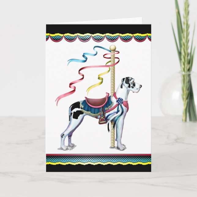 Carte Carrousel UC de harlequin de great dane - (Devant)