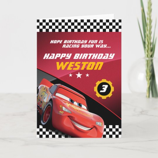 Carte Cars Lightning Mcqueen Anniversaire Plie Zazzle Ca