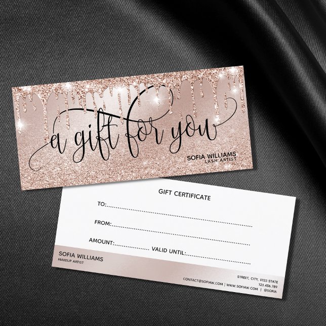 Carte Carte-cadeau moderne avec rose en or en cascade Ce (Créateur téléchargé)