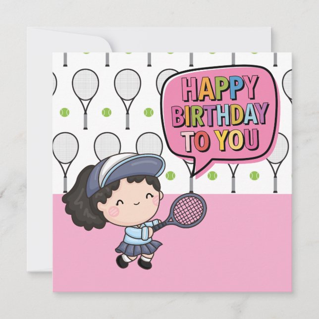 Carte "Carte d'anniversaire à thème de tennis : As & Che (Devant)
