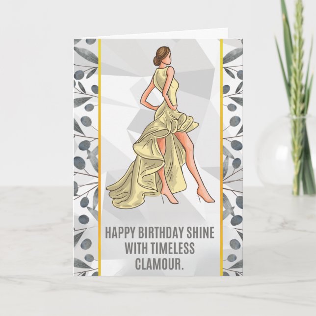 Carte "Carte d'Anniversaire glamour - Mode élégante (Devant)