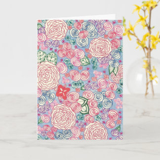 Carte Carte. Design "Roses Fond Bleu"