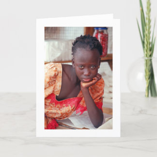 Carte Carte, enfant songeur à la maison, Banjul, Gambie