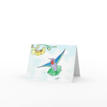 Carte/Enveloppe de note pour colibri d'aquarelle