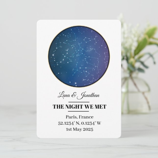 Carte Carte Star personnalisée - Ciel et Da de nui (Debout devant)