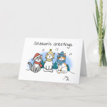 Carton Chat Noël Carollers Bonnes Fêtes