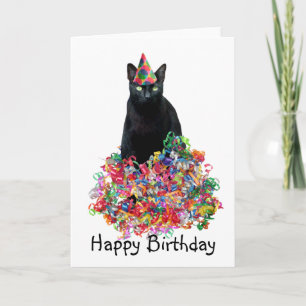Carte Carton d'Anniversaire de Chat Noir