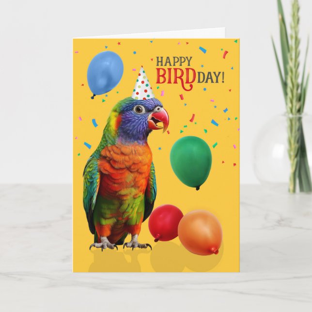 Carte Carton d'anniversaire drôle de perroquet Loriquet  (Devant)