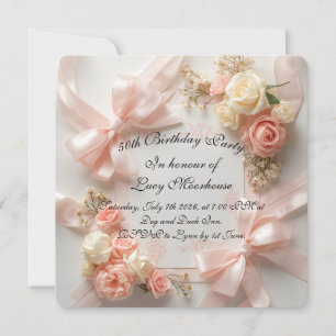 Carte Carton d'anniversaire floral à noeud papillon coqu