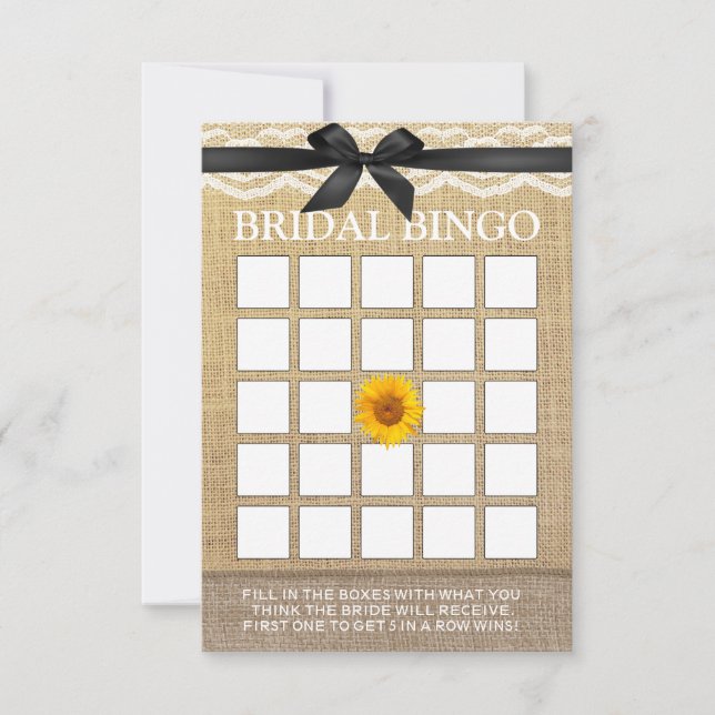 Carte Carton de Bingo Mariage Classieux Ruban Noir Solei (Devant)