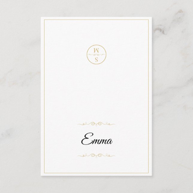Carte Carton de mariage à monogramme élégant, écriture o (Devant)