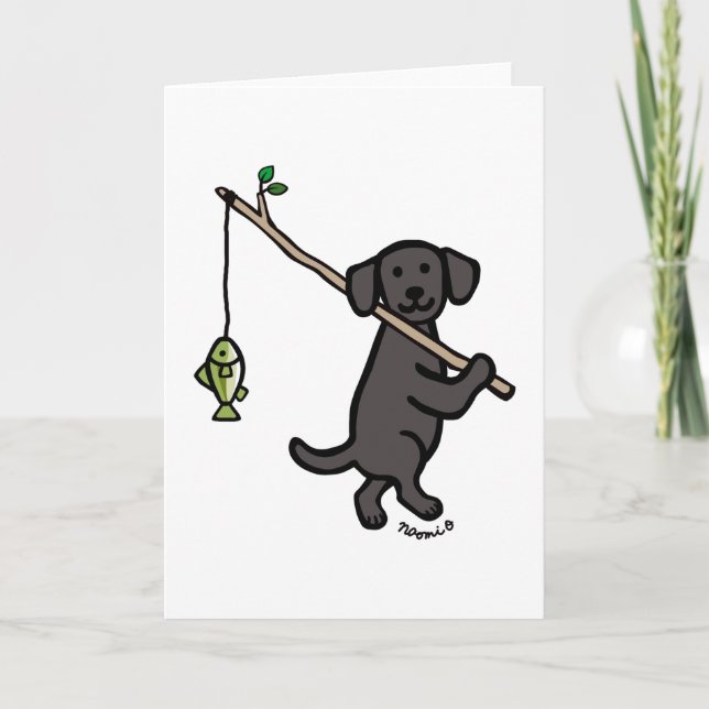 Carte Carton de pêche du Labrador noir (Devant)