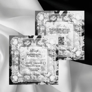 Carte Carton de réponse photo avec code QR de mariage à 