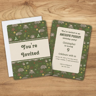 Carte Carton d'invitation à une fête d'anniversaire vert