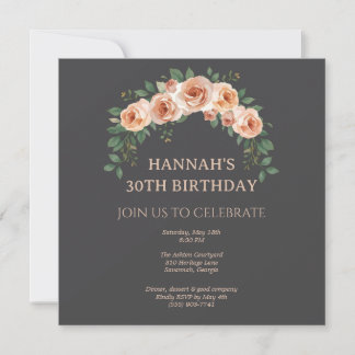 Carte Carton d'invitation d'anniversaire avec arche flor
