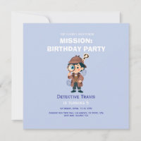 Carton d'invitation d'anniversaire Détective Garço